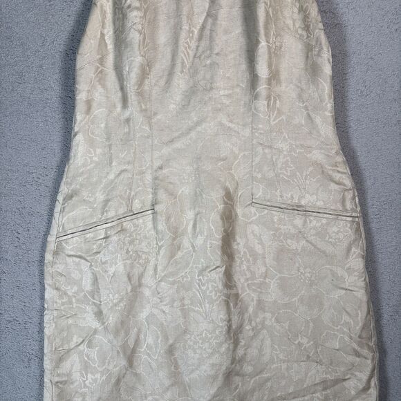 Vintage Geary Roark Kamisato Halter Dress Women's Size 12 Linen Blend Champagne - Picture 3 of 16